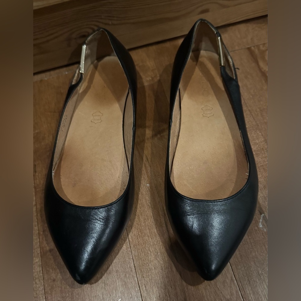 Aldo leather pointed Ballet Flats cut out metal office party Y2K black low 7